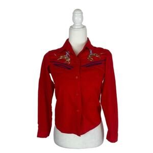 Vintage 80s 90s West Side western embroidered cowboy cowgirl shirt, size 14